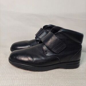 DREW Mens Size 13 6E Wide Orthopedic Big Easy Leather Ankle Boots Black Pebbled
